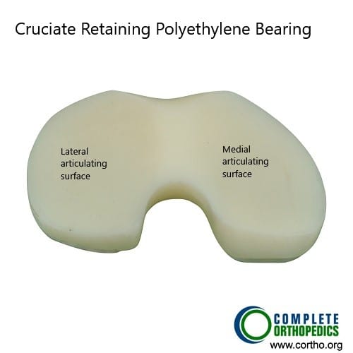 Cruciate retaining polyethylene bearing